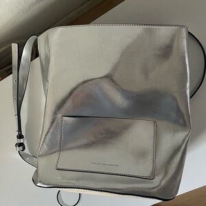 French Connection Metallic Silver Backpack